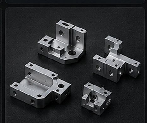 Set of small machined precision brackets and mounts