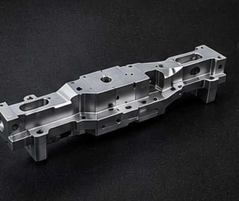Long machined automotive structural component in aluminium