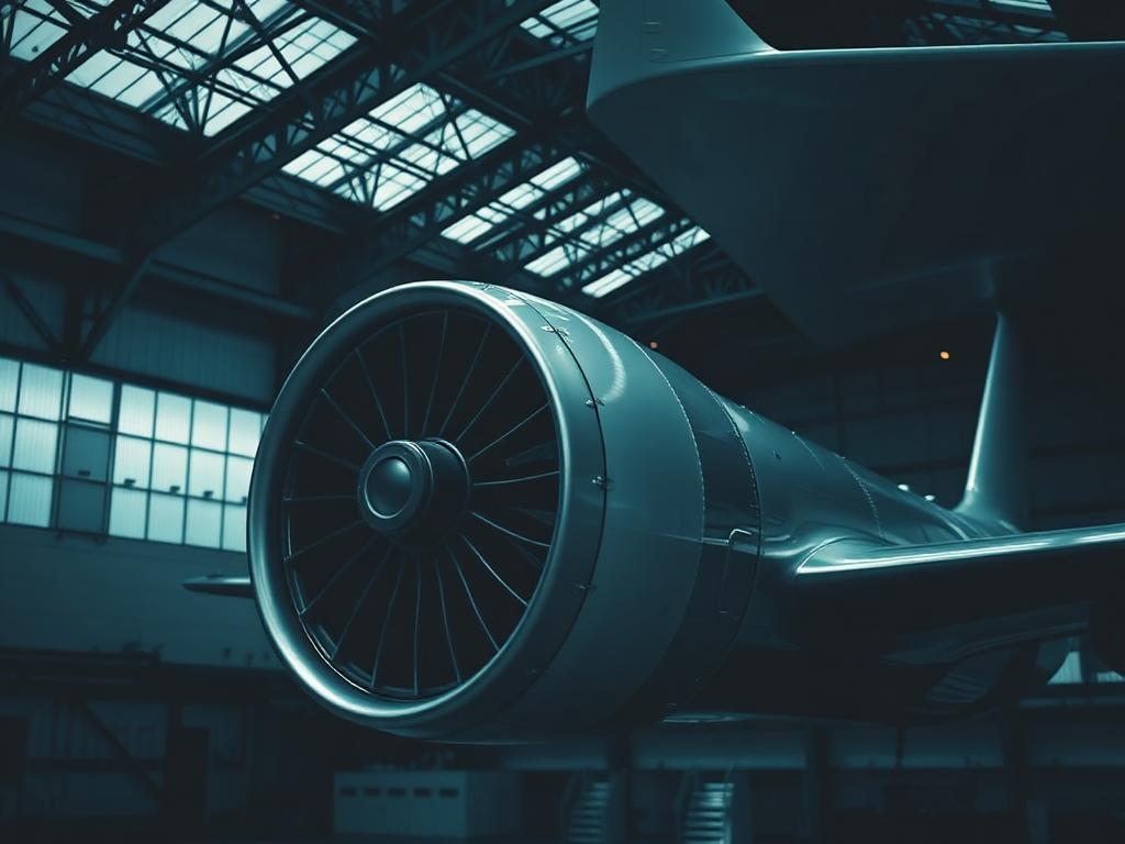 Aircraft engine and wing structure inside a maintenance hangar