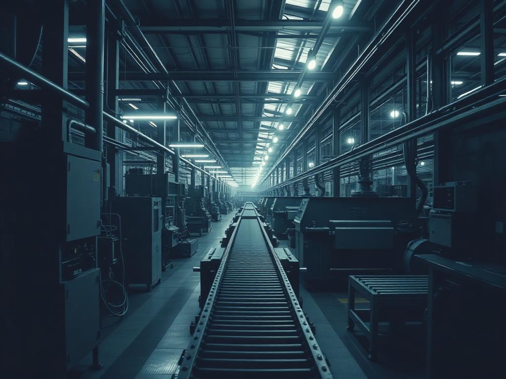 Production machinery and conveyor lines inside an industrial plant